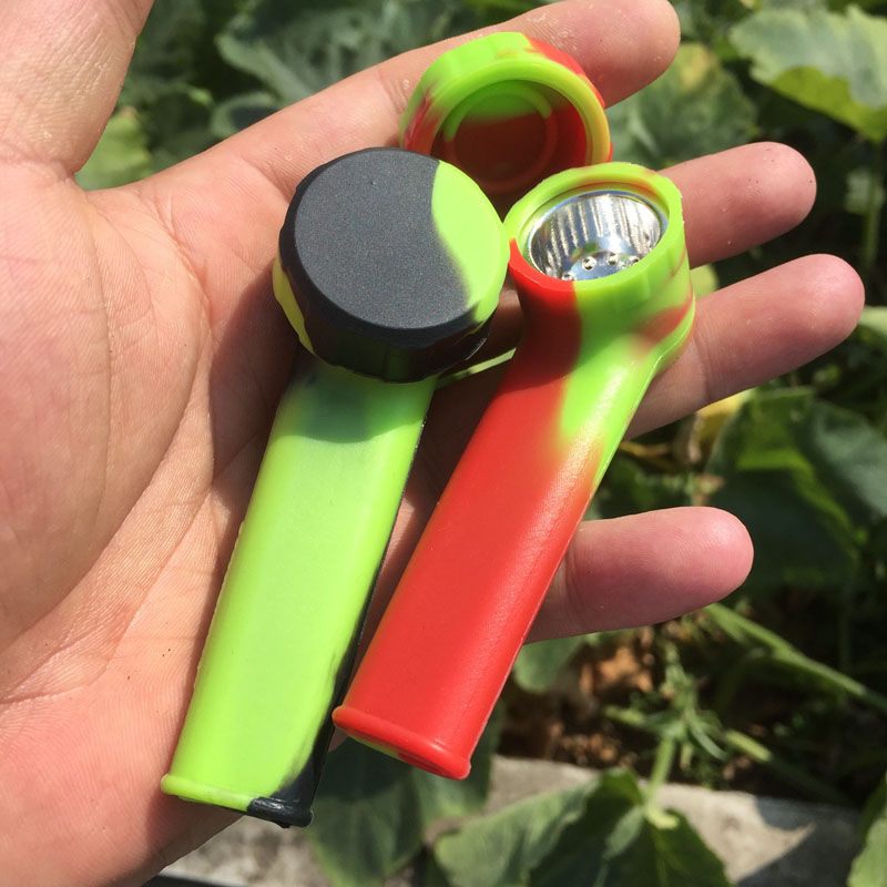 Dernier tabagisme coloré en silicone à main portable innovante Capes amovibles innovables Herb Tobacco Huile Spoon Screen Pore Metal Filter Screen Bowl Solder Dhl