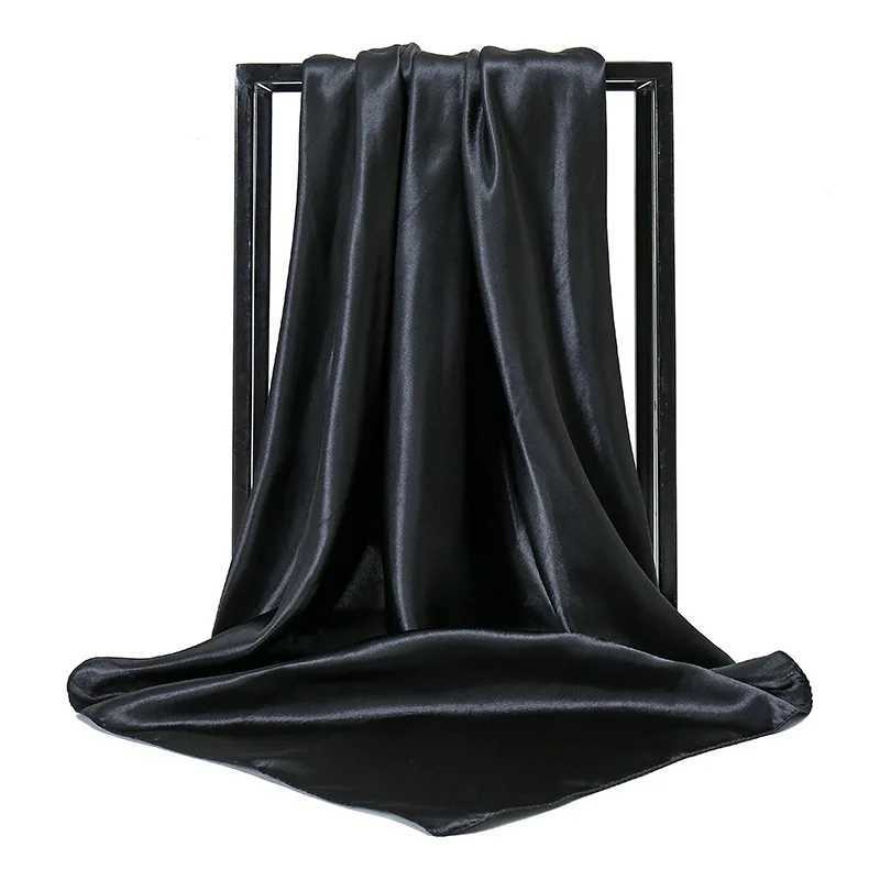 Hijabs Classic Turban Satin Hijab Scarf 90cm Square Scarves Islamic Products Muslim Women Headwear Foulard Femmes Hijab d240425