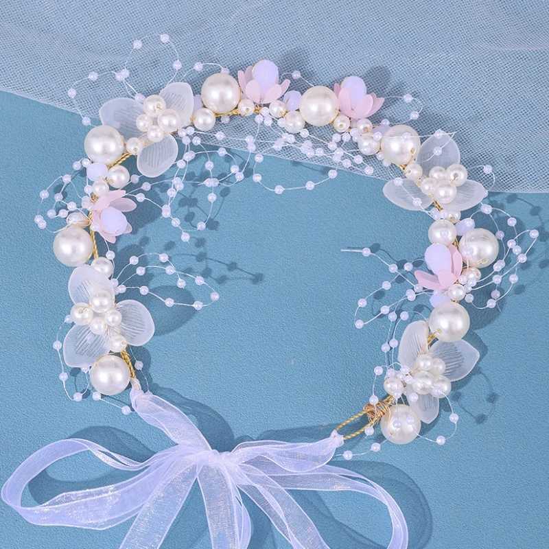 Bruiloft haar sieraden parel bloem hoofdband haarband voor vrouwen feest optocht bruids bruids haar accessoires sieraden vine band hoofdband tiara cadeau d240425