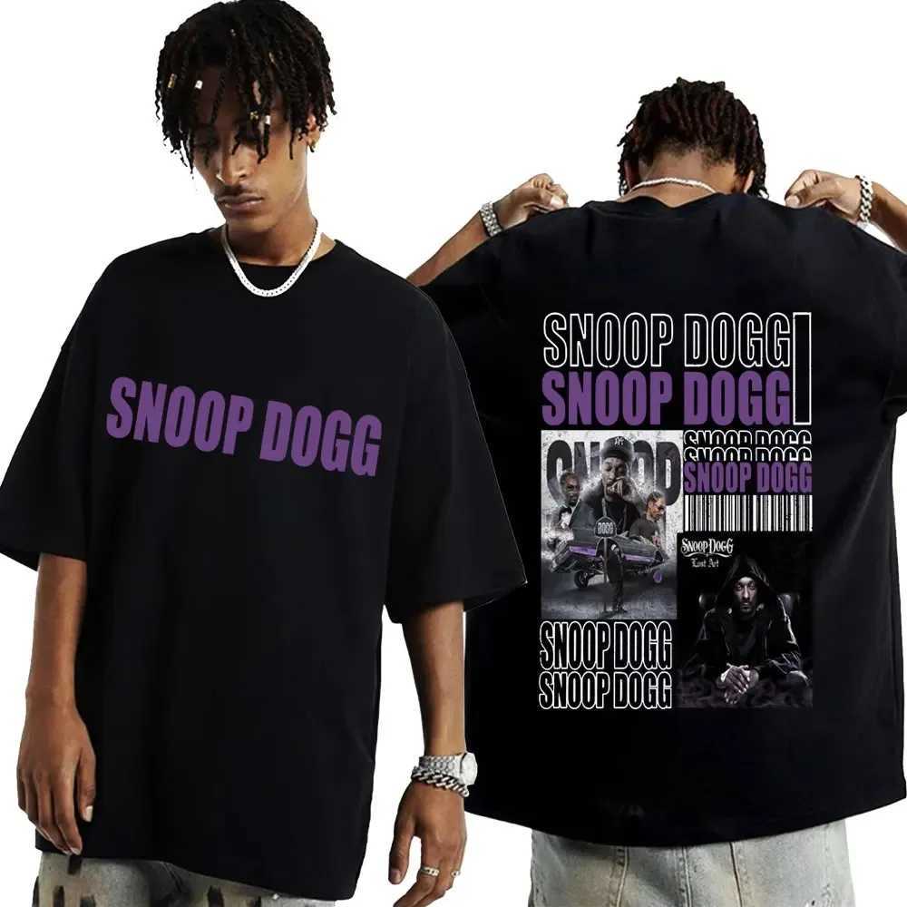 Męskie koszulki 2024 gorąca sprzedaż raper raper snoop pies graficzny t-shirt men Hip Hop Fashion Style Zabawny T Shirt Summer Men Men ponadwymiarowa koszulka streetwearl2425