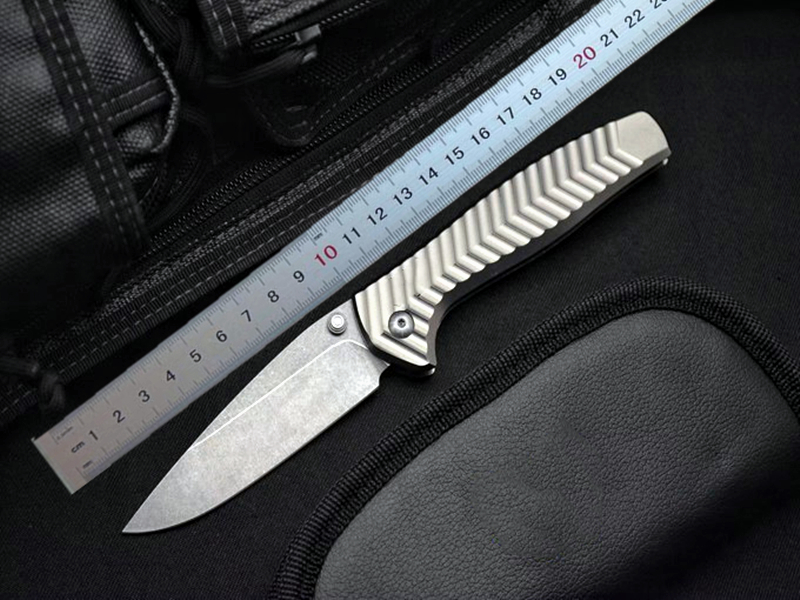 Nouveau couteau pliant de poche 781 D2 point de lavage en pierre Blade CNC T6061 Poignée en aluminium avec sac en cuir