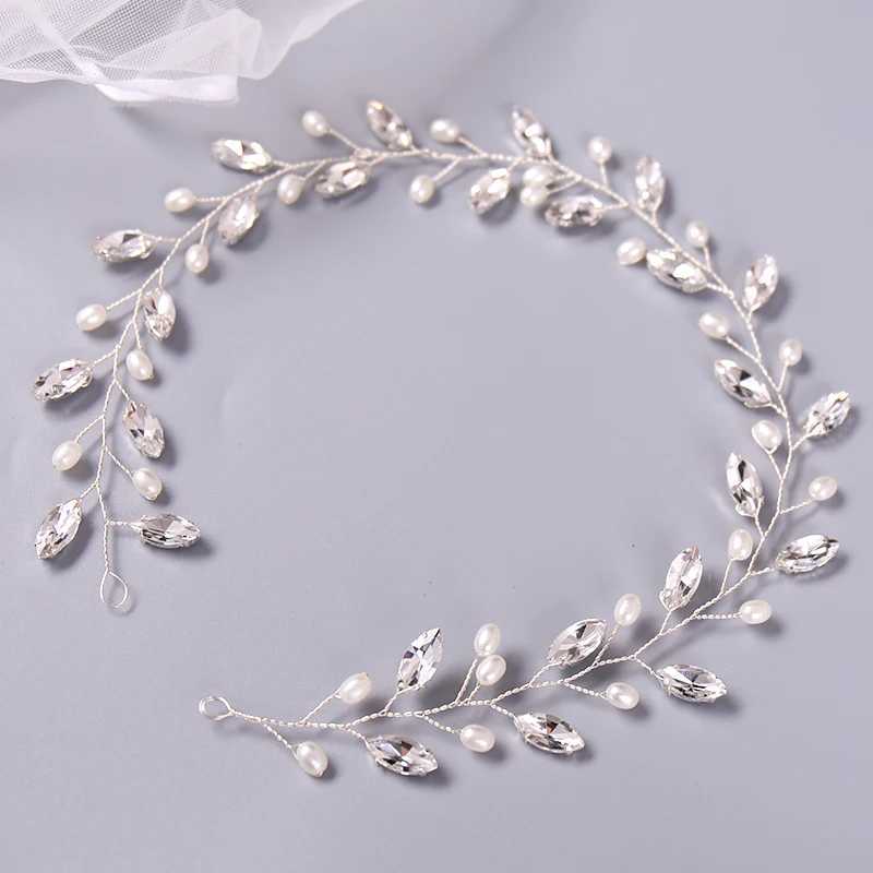 O8LO Wedding Hair Jewelry Pearl Crystal Hair Vines Headbands Hairbands Tiaras For Bride Women Bridal Wedding Hair Accessories Jewelry Band Headdress Gift d240425