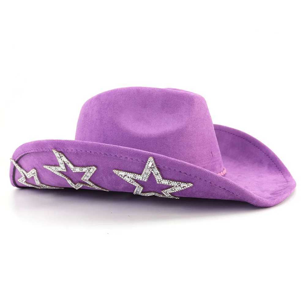 Breda randen hattar hink hattar mocka western cowboy hatt män och kvinnor retro gentleman cowboy hatt nya tillbehör strå hatt hombre mocka stor grimhatt y240425