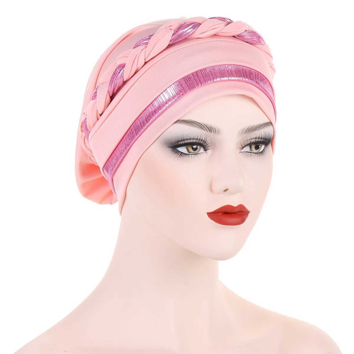 Hidżabs Braid Milk Silk Polyester modlitwa modlitwa Hidżab Kobiety muzułmańskie islamskie turban D240425