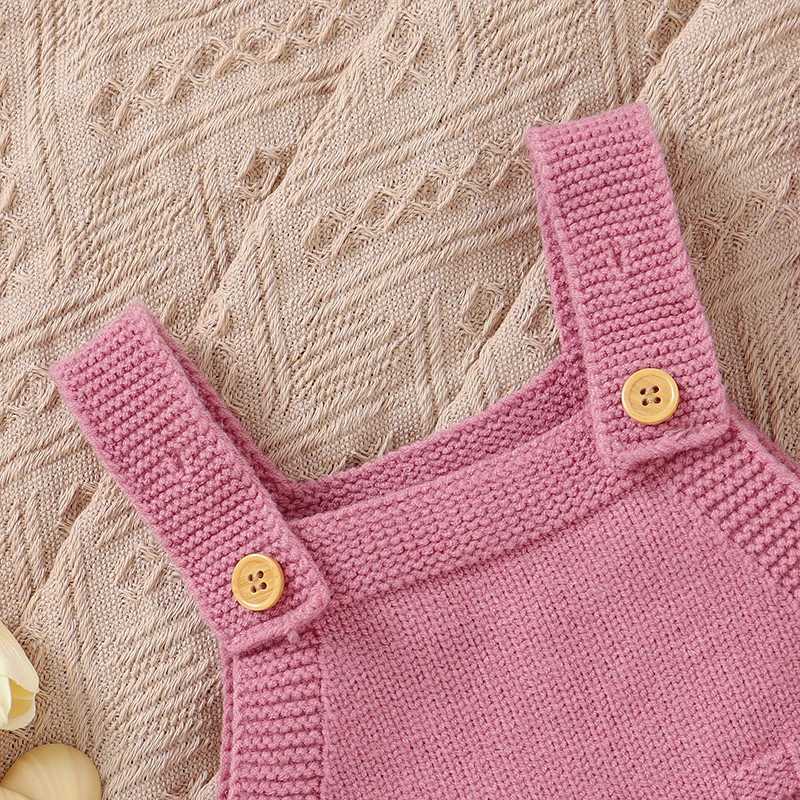 Rompers nyfödda spädbarn baby flickor romper + hattar ärmlösa stickade småbarn jumpsuits kläder 0-18m vårens höstvinter 2 st.