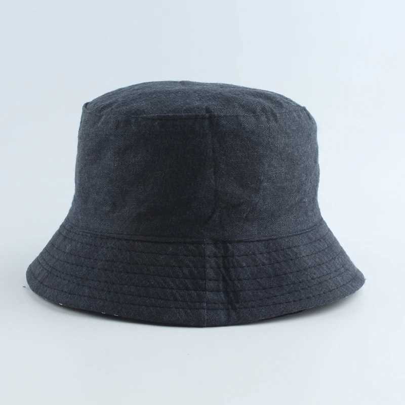 Szerokie czapki z czapki wiadra 2022 skórzana kropka nadruk dwa boczne odwracalne wiadro Hat Waterproof Fisherman Hat Sun C Hats dla kobiet mężczyzn J240425