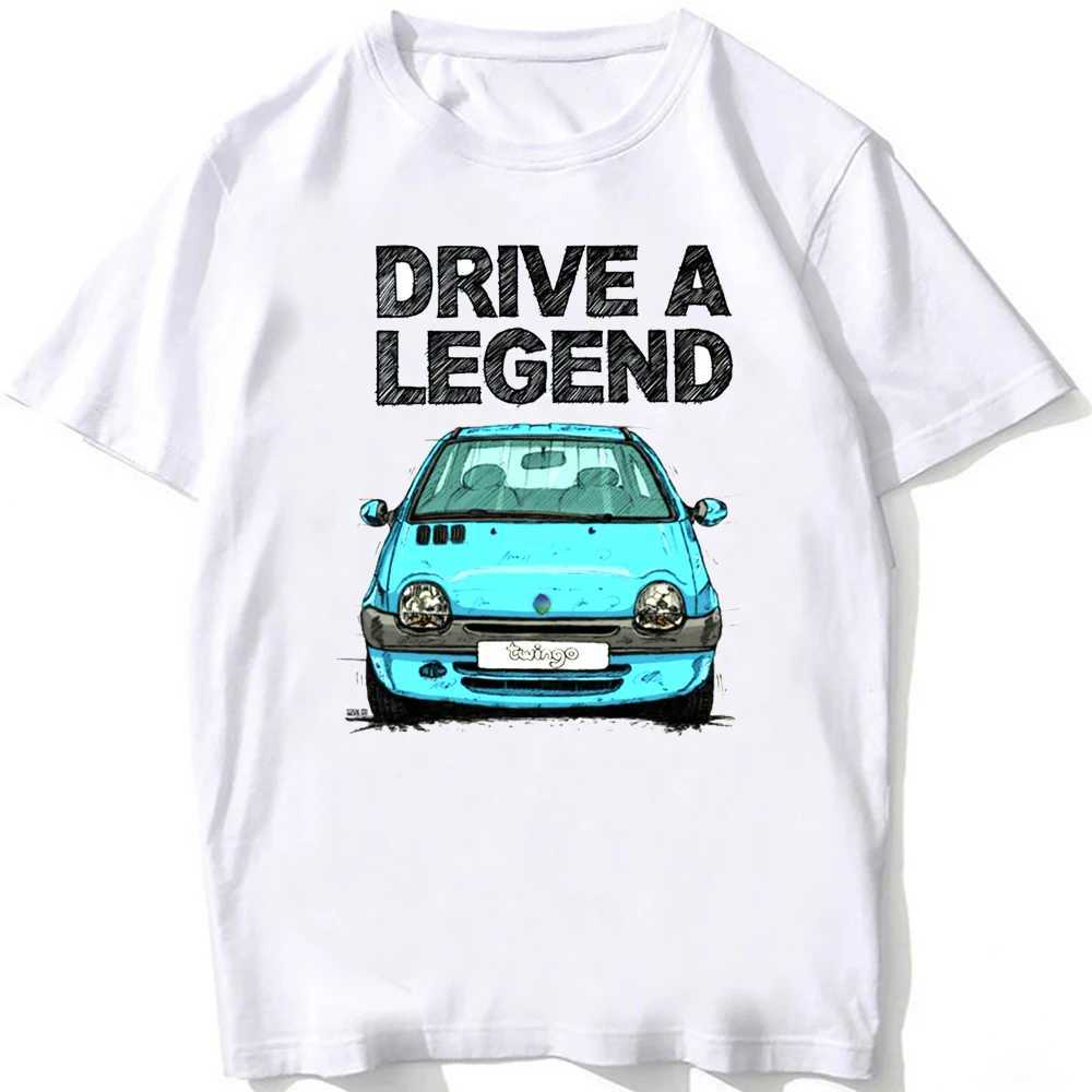 Men's T-Shirts Drive The Legend Twingo 90s Car T-Shirt Unisex Summer Men Short Slve Harajuku White Hip Hop Casual Boy Ts Fashion Man Tops T240425