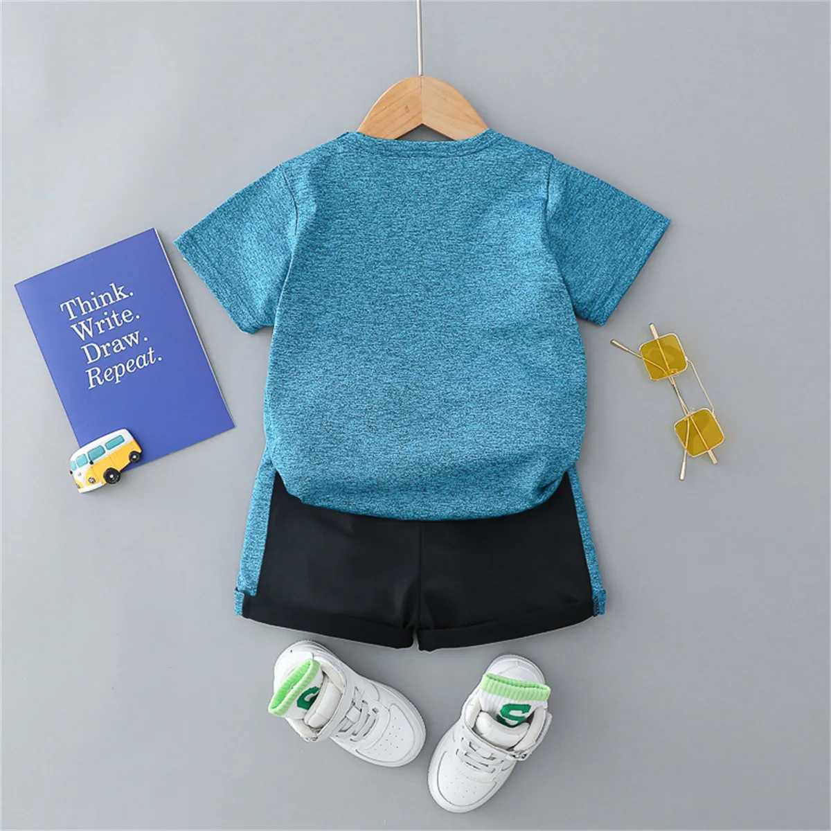 T-shirts Childrens Summer Fashion Quick Drying Set Baby Solid Short Sleved Sports Setl2404