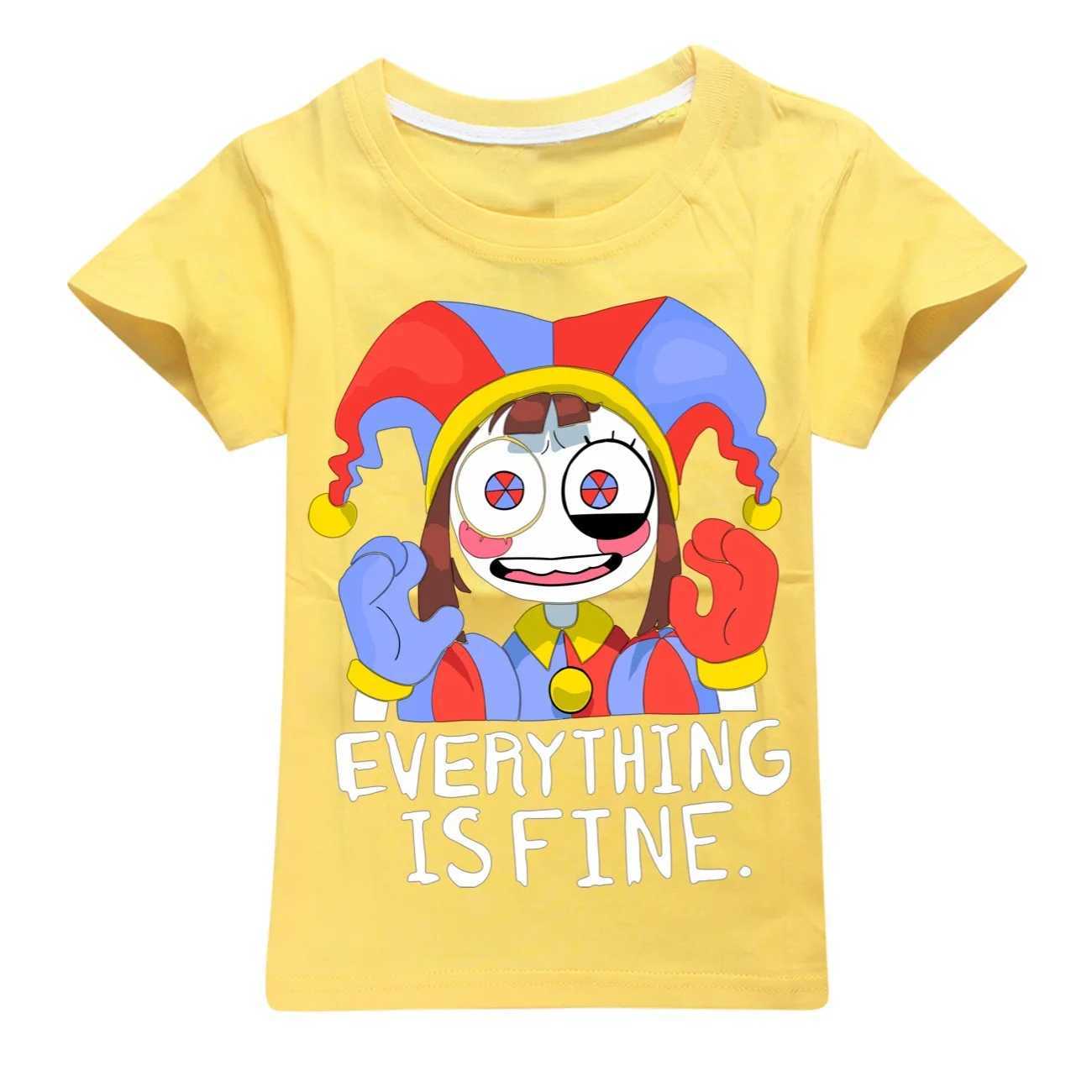 T-shirts Cute Pomni T-Shirts Children The Amazing Digital Circus Short Sleeve Casual Fashion Printed Boys Girls Tops Spring SummerL2404