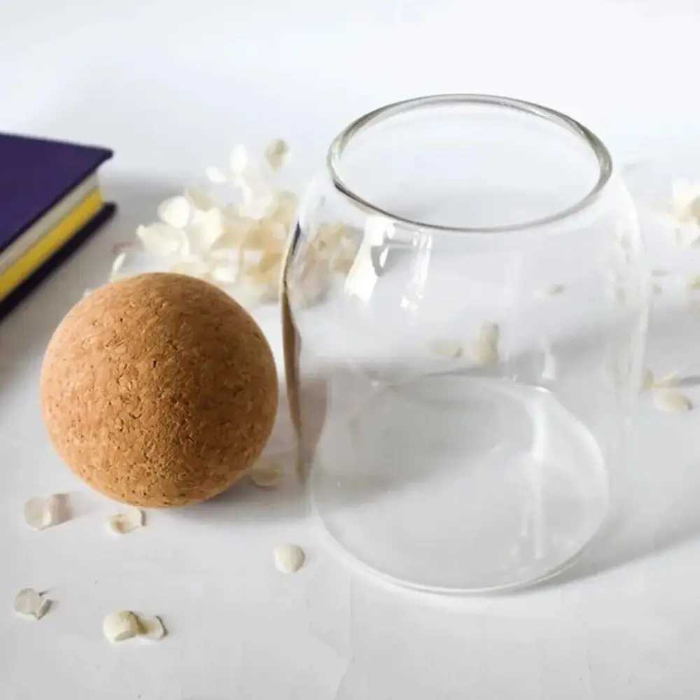 Food Savers Storage Containers New type of glass tea coffee and sugar jar with cork ball cap sealed food container transparent storage bottle H240425