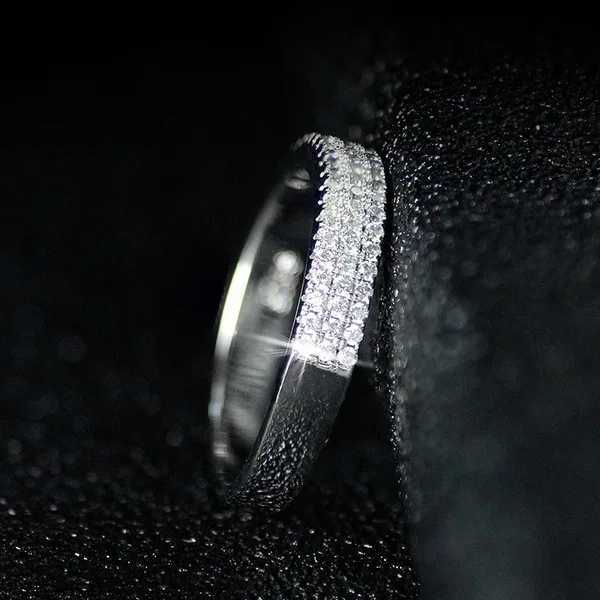 Band Rings Luxury White Zircon Ring white gold Color Wedding Jewelry Female Girls Promise Engagement For Women H240425