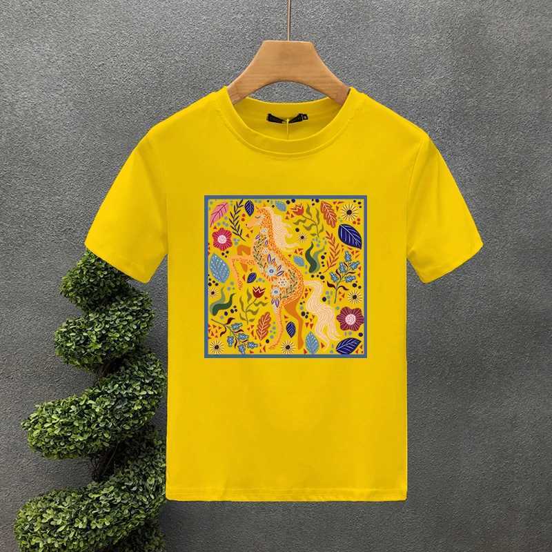 Heren t-shirts paarden en bloemen print shirts voor man grappige creatieve esthetische tops hiphop fashion hipster strtwear zomer korte slves t240425