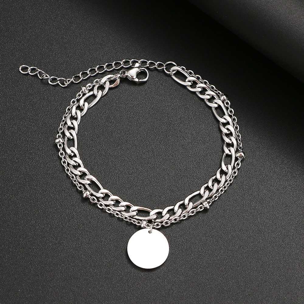 Beaded Stainless Steel Chain Armband New Trendy Classic Geometric Circle Armband Pendant For Men Women smycken Party Friends Gifts