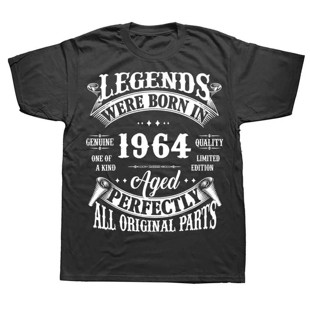 T-shirts masculins T-shirt de manga curta para homens strtwear présente aniversrio estilo vero roupas masculinas nascido em 1964 59 anos h240425