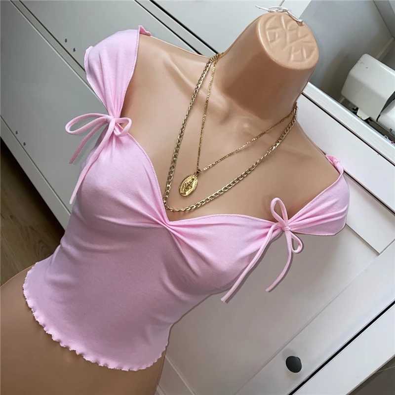 Kadın Tankları Camis Xingqing Mahsulü Kadınlar İçin Üstler Yaz İnce Fit Kısa Slve Düşük Kesim Sıska Tişört Y2K 2000S Kawaii Giysileri Strtwear Y240420