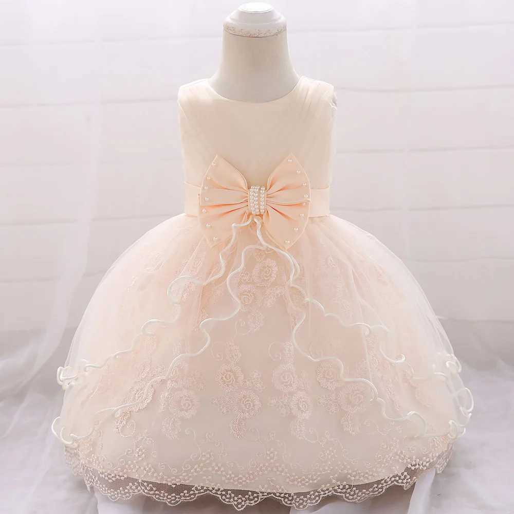 Girl's Dresses Newborn Toddler White Christening 1st Birthday Dress For Baby Girl Baptism Lace Party Wedding Princess DressES Prom Gown Vestido d240425