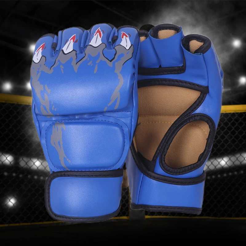 Schutzgetriebe Training halbe Fingerhandschuhe Professionelle UFC MMA Lederpolster Erwachsene Sanda Boxing Training Sandsack Knöchel 240424