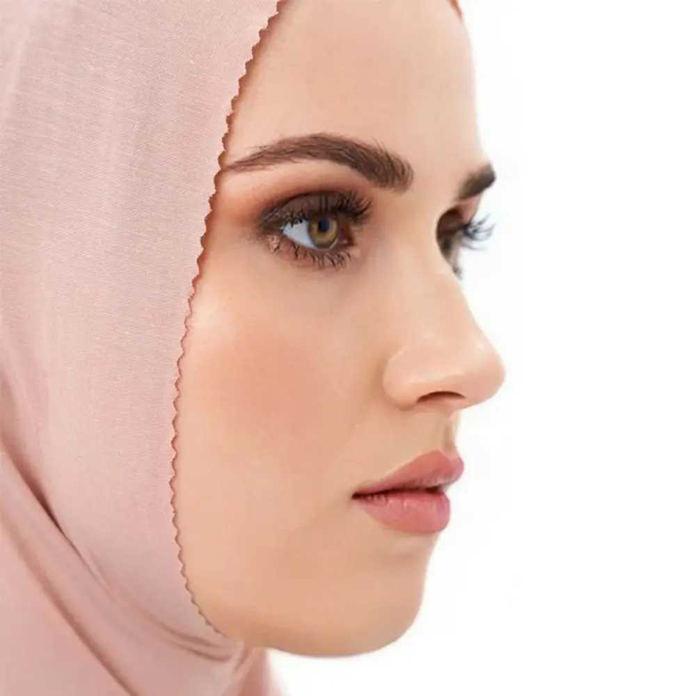 Hijabs islamische Eisseide Hijab Abaya Hijab für Frau Elastizität Schal Muslim Kleid Frauen Turbane Turban Instant Head Wrap Schal D240425