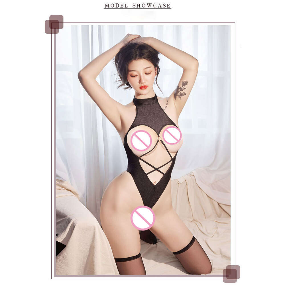 Women's Porn Bodysuit Tops Halter High Thong Tights Cut-outs Breast for Ladies Erotic Lingerie Club Clothing Allure Night Wear sexy