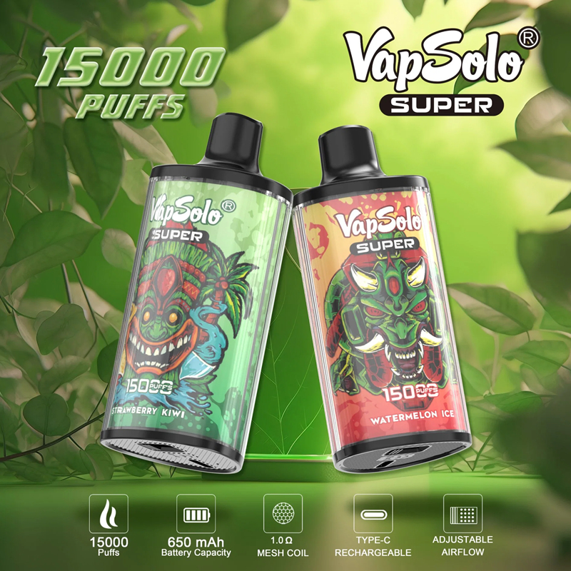 Vappsolo super 15000 sbuffi 15k usa e getta vapore di vapori vapori esmoke ecigs buon succo di vapos succo vaper wape 2% 5% nicotina eliquide ricaricabile c