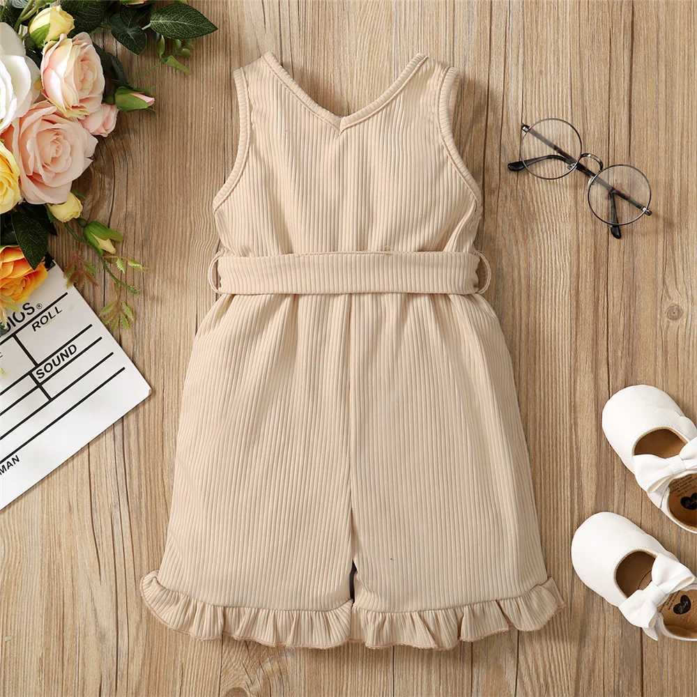 Rompers 1-5 jaar peuter babymeisje kleren mouwloze bodysuit zomer mode jumpsuit baby kostuum schattige kinderen meisje outfit D240425