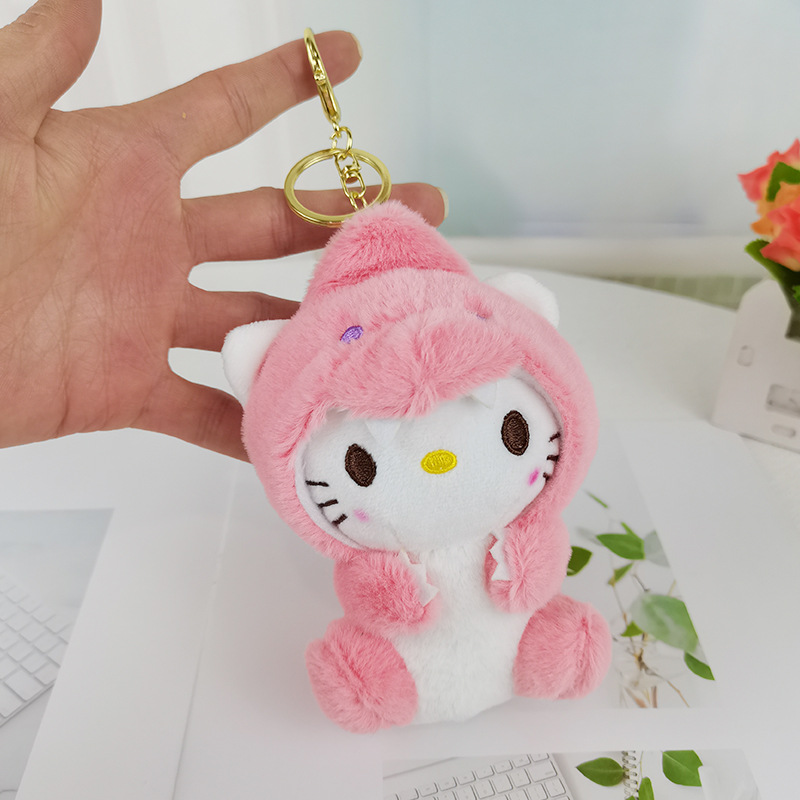 Mignon petit dinosaure Crossdressing kuromi poupée pendentif peluche jouet sac de trousque sac pendentif cadeau