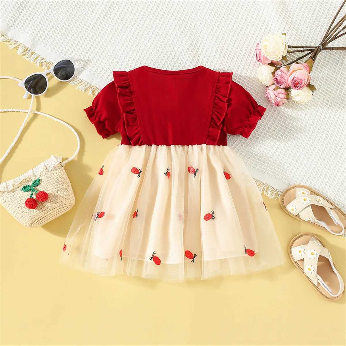 Платья для девочек девочка новорожденная одежда хлопковое красное платье с коротким рукава
