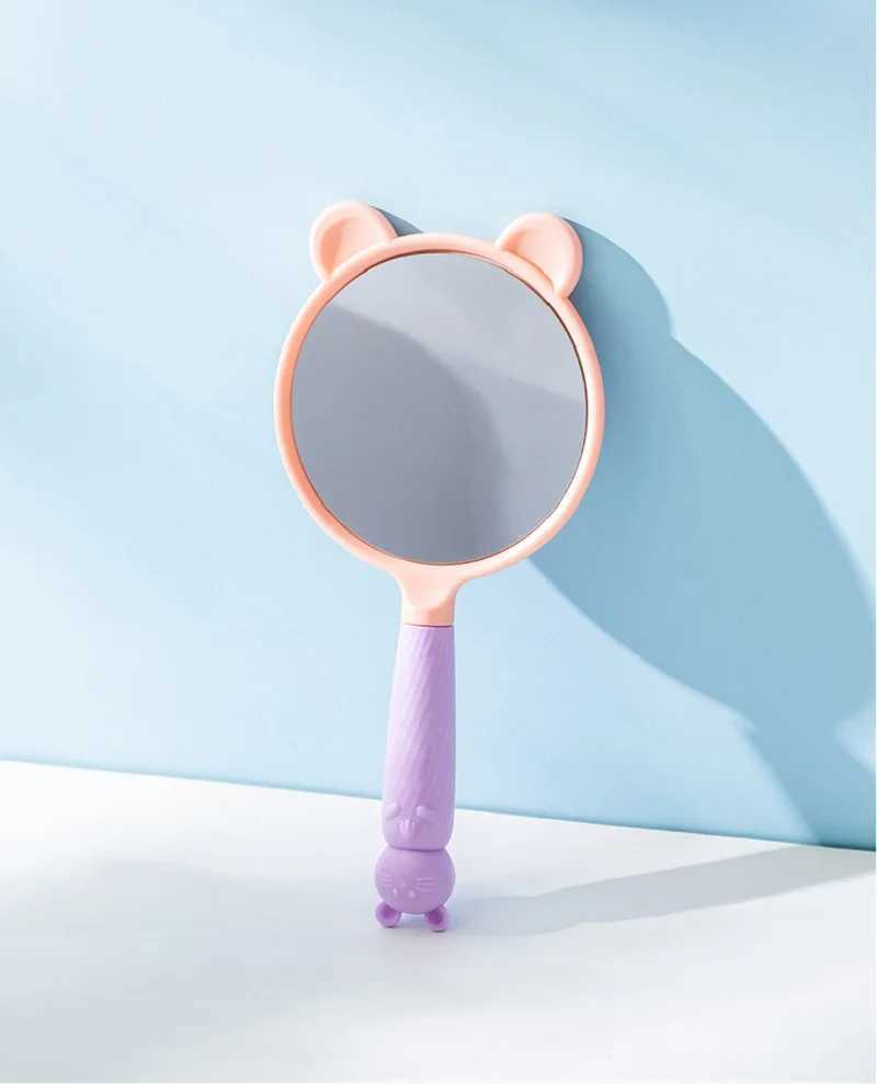 Specchi Specchio a orecchie di gatto Specchio a mano di gatto coreano trucco portatile specchio portatile hd specchio piccolo con strumenti trucco maniglia Donne ragazze regali