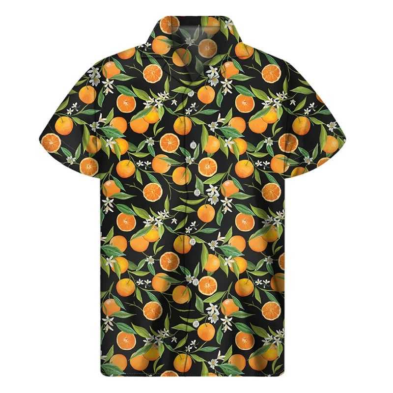 Herren lässige Hemden Banane Orange Pitaya Obst Grafik Hemd Männer 3D -Print Hawaiian Shirts Tops Hawaiian Beach Kurzarmknopf Lapel Aloha Bluse 240424