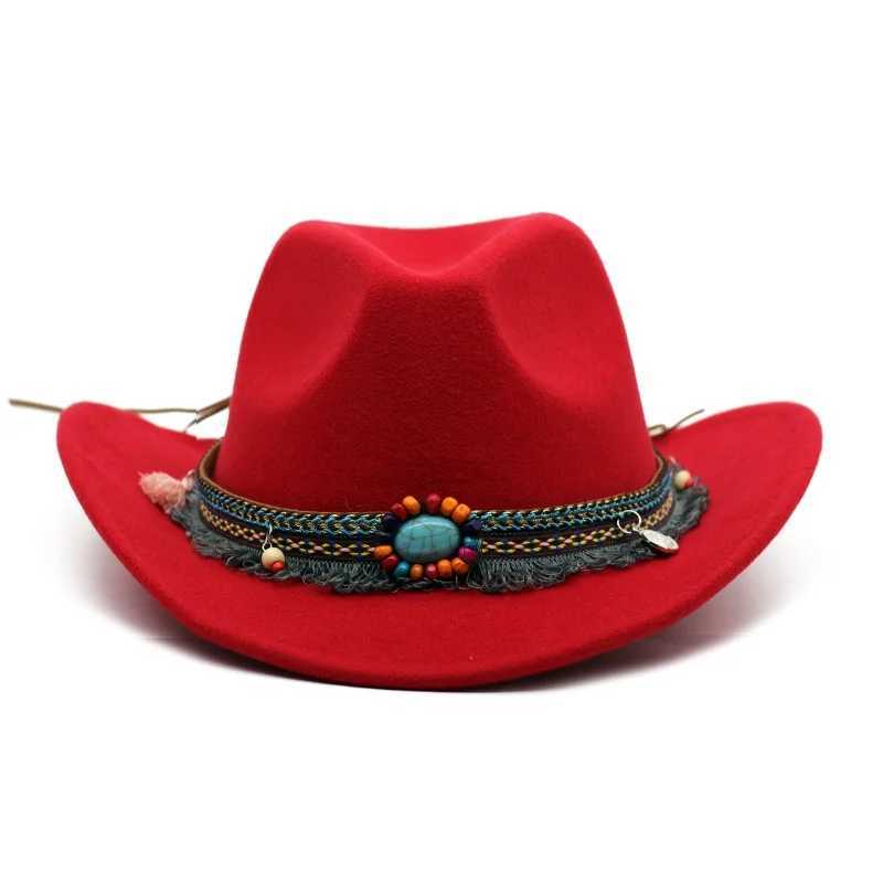 Chapéus de balde largos chapéus chapéus de cowboy chapéu de couro faux e mulheres de viagem chaps de moda chapéu ocidental chapéu de sol cowboy com decoração de turquesa y240425