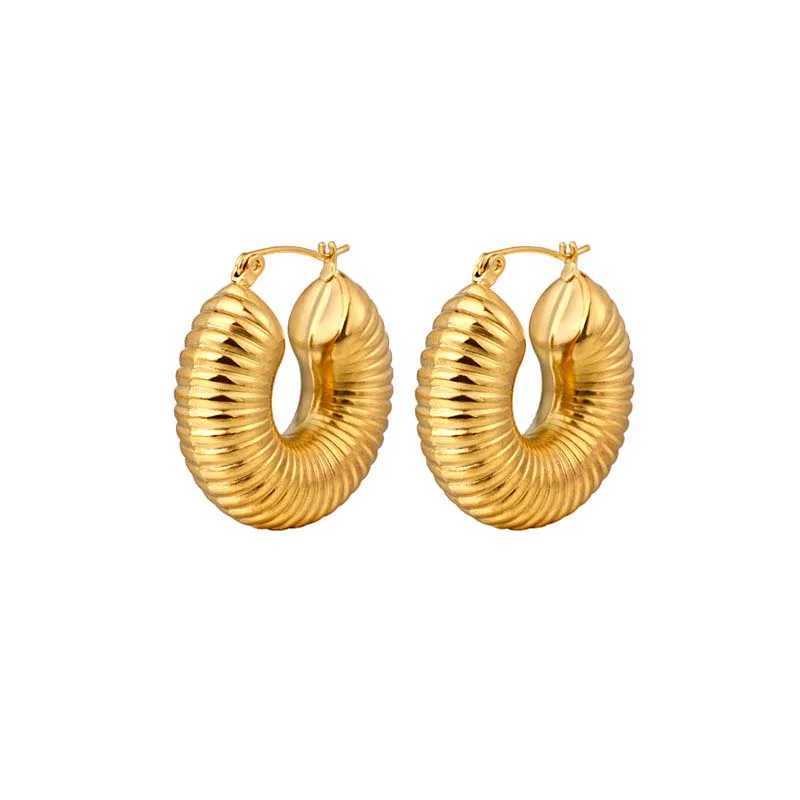 Stud mode metaal holle ronde oorbellen voor vrouwen vintage gouden kleur twisted waterdichte statement oorbellen sieraden 2024 nieuw