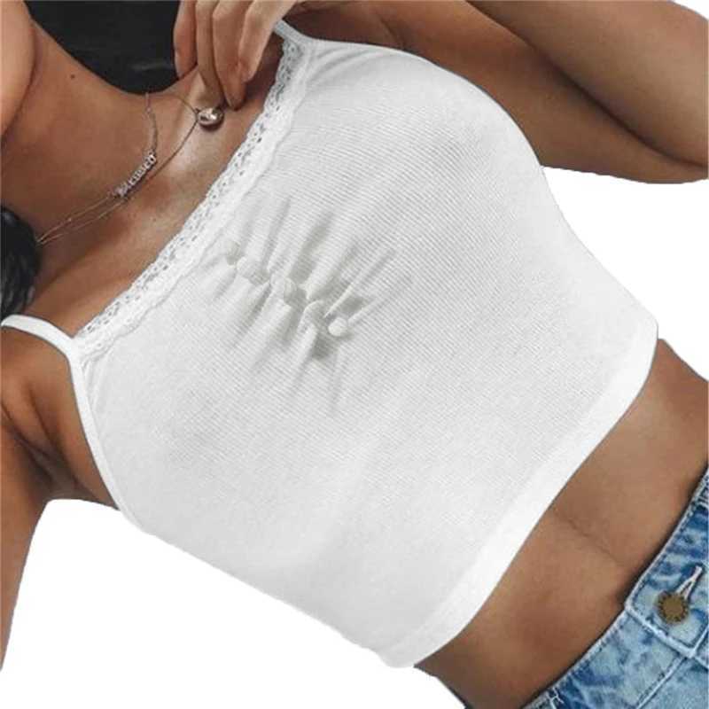 Women's Tanks Camis Xingqing White Lace Patchwork Tank Top Summer Women Home y2k Fashion Leisure Outfit Basic Casual Crop Tops Lolita Kawaii Clothes Y240420