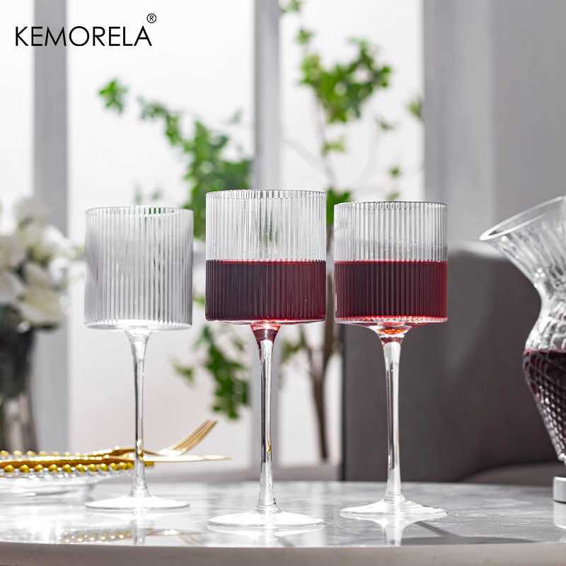 Tumblers 4st French Vertical Lines Champagne Glass Come Glass Goblets High-End Red Wite White Cocktail H240425