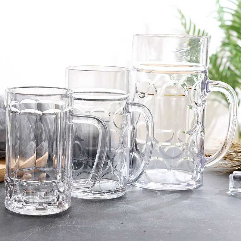 Tumblers 1 st 500 ml/1000 ml kreativ transparent plastvatten kopp stor kapacitet anti-fall öl hemmakontor bar te juice kaffemuggar h240425