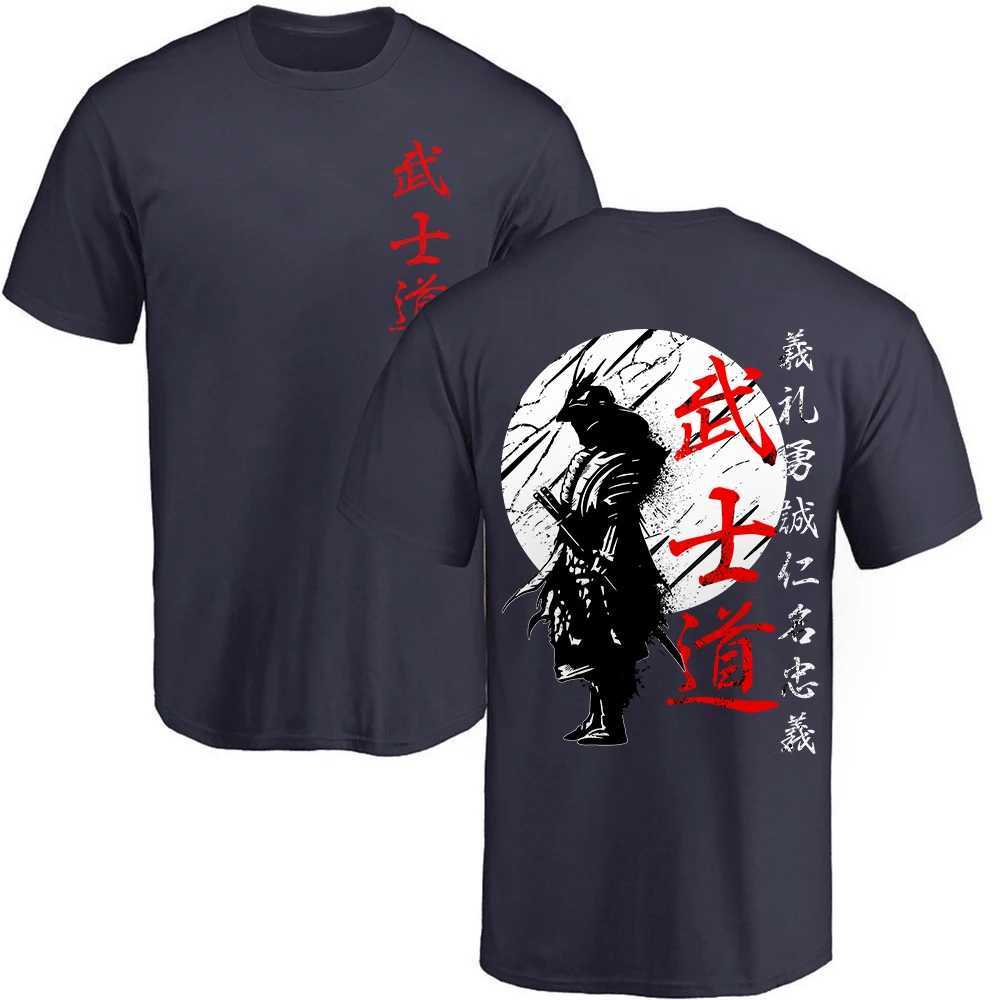 Mäns t-shirts Japan Samurai Spirit T Shirts For Men Japanese Style Back Print Loose Overdimased Men Clothing Tops T-shirt Bushido Male Gifts Teel2425