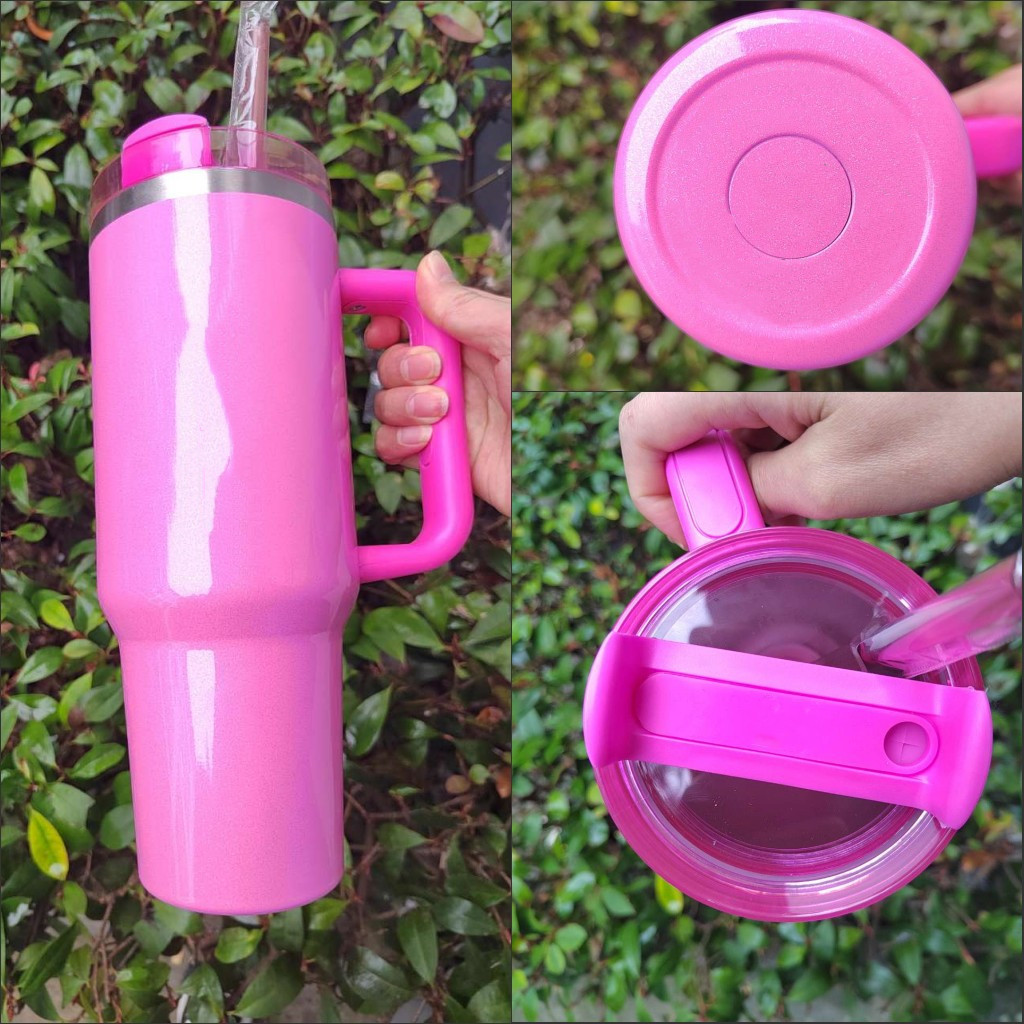 CoBrand Winter Pink Target Red Holiday Cups 40oz Quencher H2.0 Stainless Steel Tumblers with handle Lid And Straw Travel Car Mugs Comso Pink Parade Water Bottles 0412