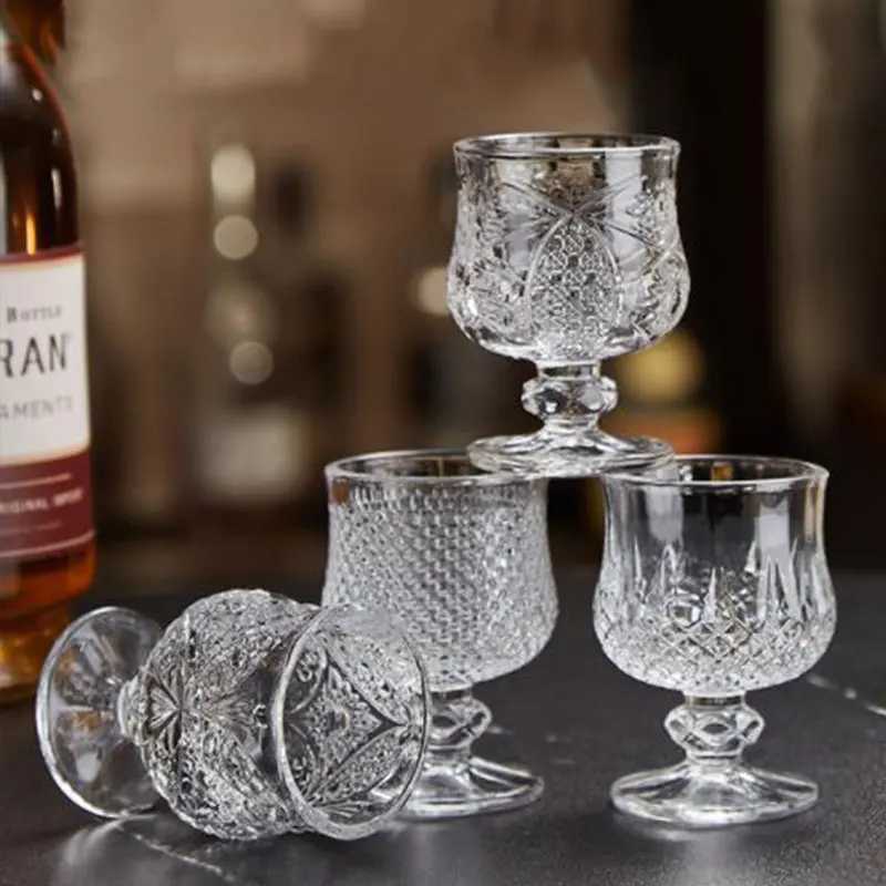 Tumblers 4stVintage Crystal Glass Spirits Cup Shot Mini Whisky Graved Goblet Home Bar Drinkwares H240425