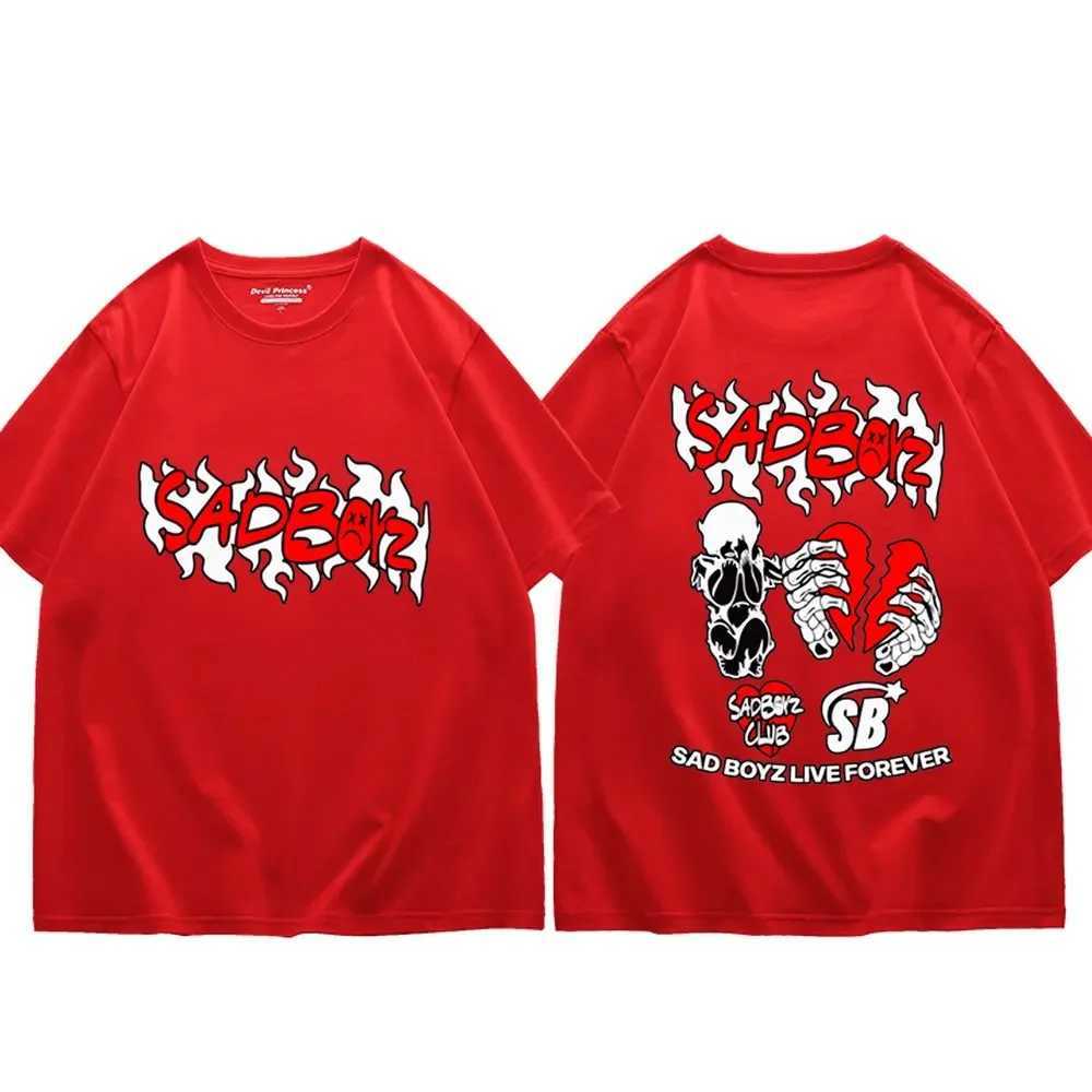 Men's T-Shirts Harajuku camiseta de manga curta masculina e feminina camisetas grandes hip hop moda gtica cantor Junior H Sad Boyz grfico 2021 H240425