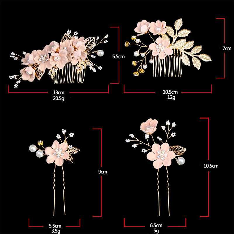 Bruiloft haar sieraden bruids parel u-vormig haarkammen goud kleur bloem hoofdtaal kroon pin luxe brak clip haar tiara bruiloft haaraccessoires d240425