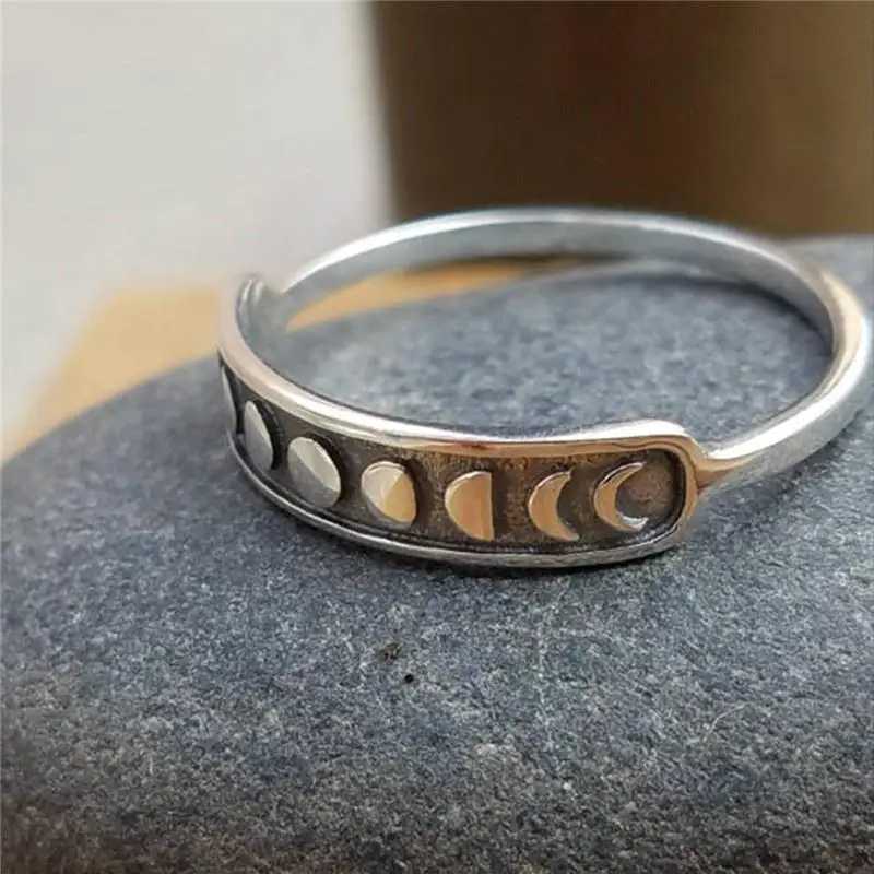 Band Rings Retro Minimalist Moon Phase Ring Designed to stack with simple stacking bands stunning H240425