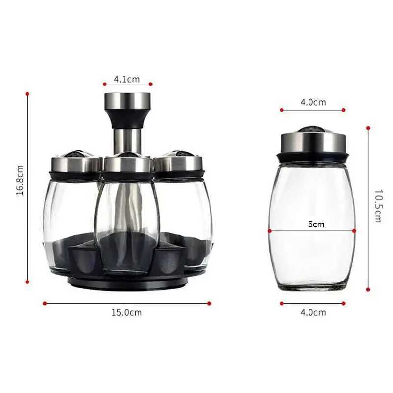 Matbesparare förvaringsbehållare 360 ​​roterande smaksättningstank rack arrangör peppar salt socker container set flask kök förvaring krydda h240425