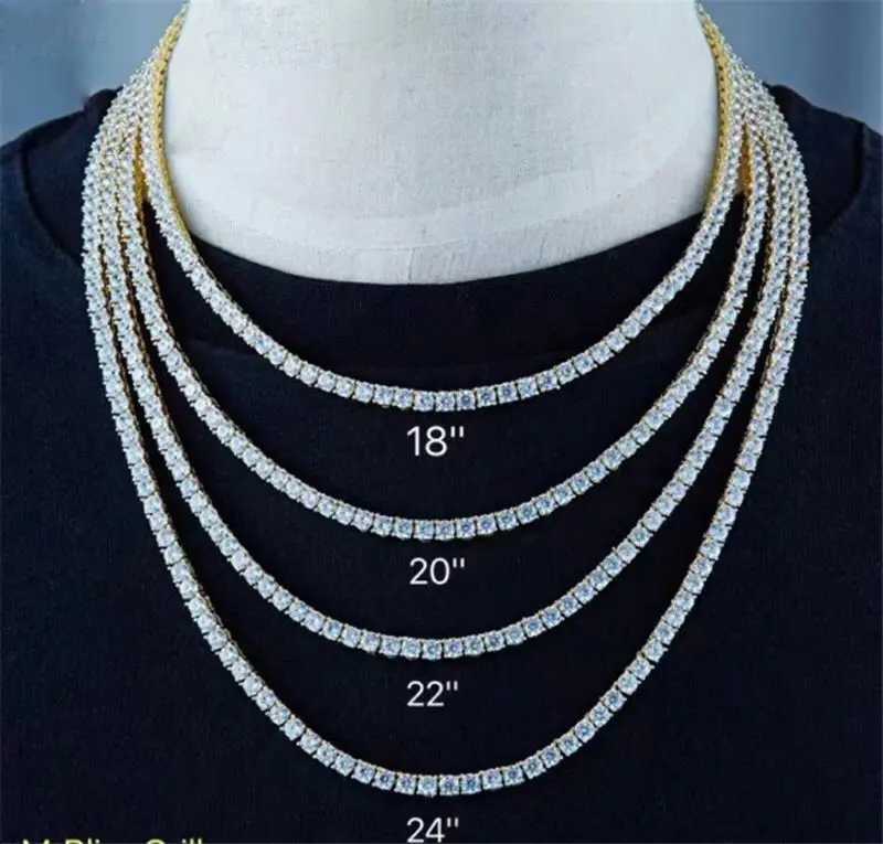 Brins de la chaîne de tennis de glace pour hommes courts et gras collier zircon cubique miami à la chaîne de liaison cubaine bijoux d0lc glea tennis chaîne masculine et collier gras 240424