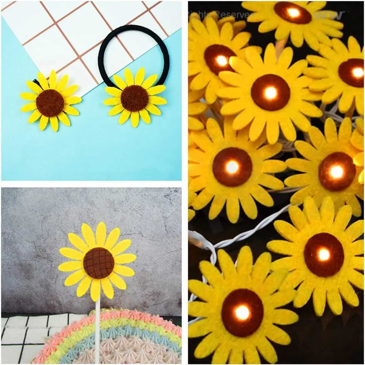 Tattoo Transfer Yellow Sunflower Applique Patch Felt Scrapbooking Non-woven Stickers for DIY HandCraft Making Clothes Sewing Decoration 240427