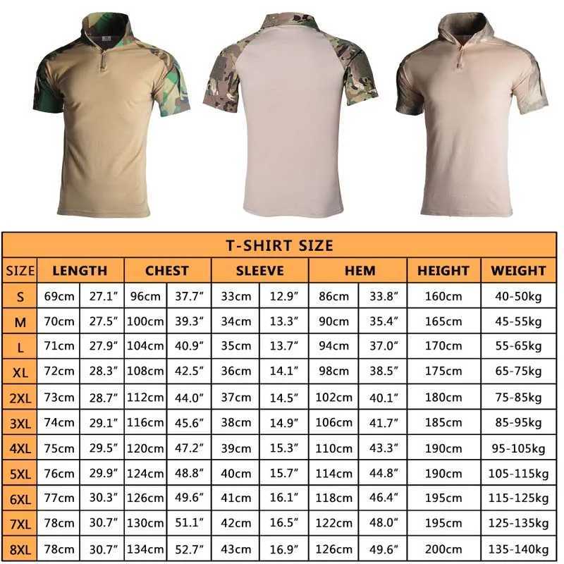 Tactical T-shirts Mens T-shirt Airsoft Tactical T-shirt Military Safari Camo Military Combat Shirt Tee Colorful Bullet Mens Clothing 8XL Plus Hunting Suit 240426