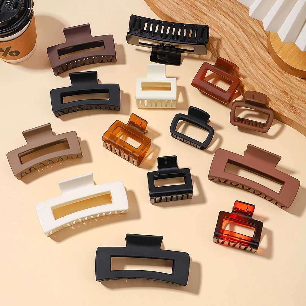 Clips de cheveux Barrettes Clawes de cheveux carrés pour femme épingles à cheveux acryliques Barrette Crab Clips Headwear Girls Ponytail Clip Femmes Accessoires de cheveux 240426