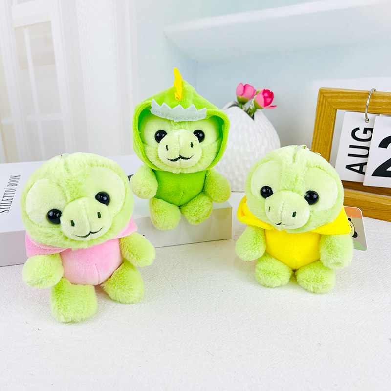 Crossdressure de dinosaure mignonne Petite tortue peluche pendentif Creative Cartoon Doll Keychain Grab Machine Doll Wholesale