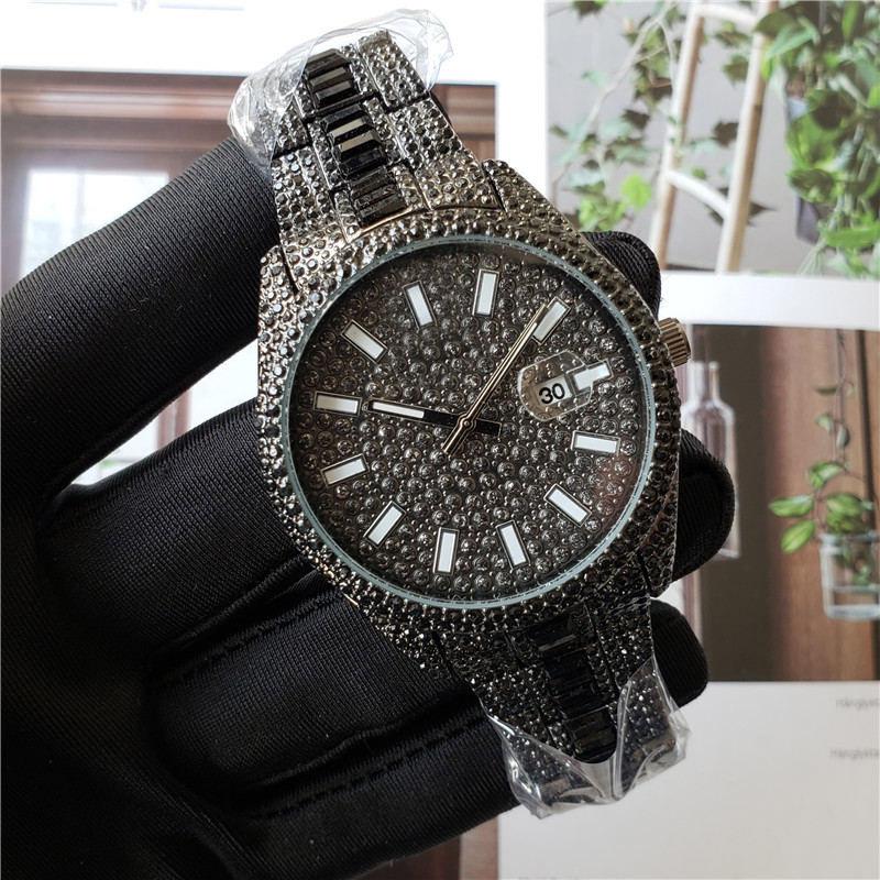 Relógios masculinos de luxo Diamond Fashion Casual Designer Watch Men Diamond Watch Watch 42mm Quartz Wristwatches Rose Gold Famous Brand Watches