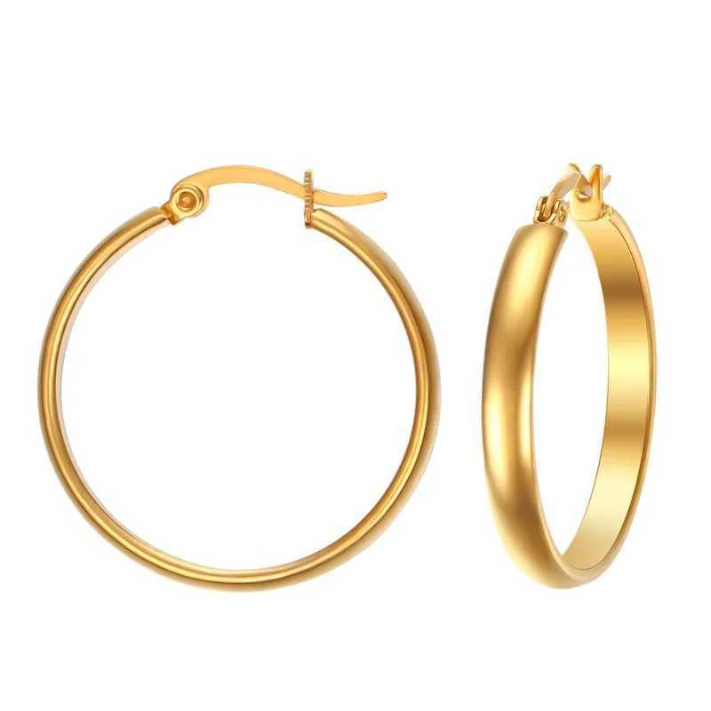 Stud Stainless Steel Fashion Flat Hoop Earrings Geometric Big Circle Wide Earrings for Women Brincos Punk Jewelry Boucles doreilles