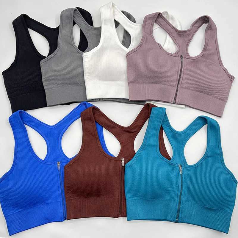 Women's Tracksuits Seamless yoga zipper sports bra high waist push leg pull rod gym set fitness and exercise clothing womens activity clothing 240424
