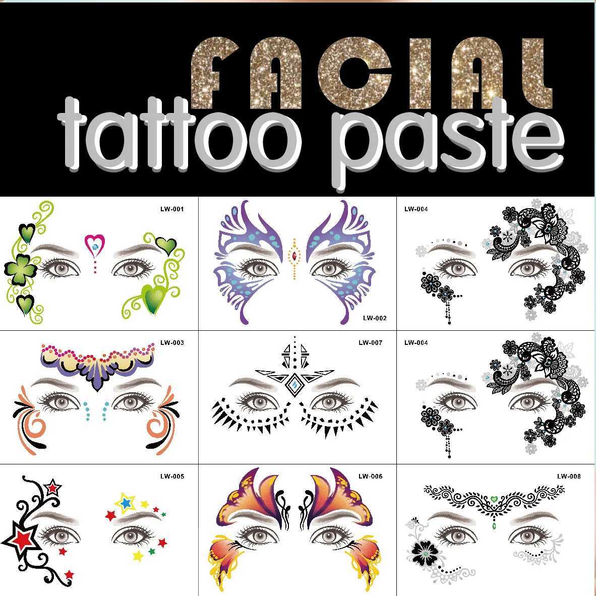 6h3y tatuaggio trasferimento facciale usa e getta impermeabili di tatuaggi temporanei adesivi le sopracciglia le sopracciglia le sopracciglia tatuaggi flash carnival maceup decalcinetto 240427